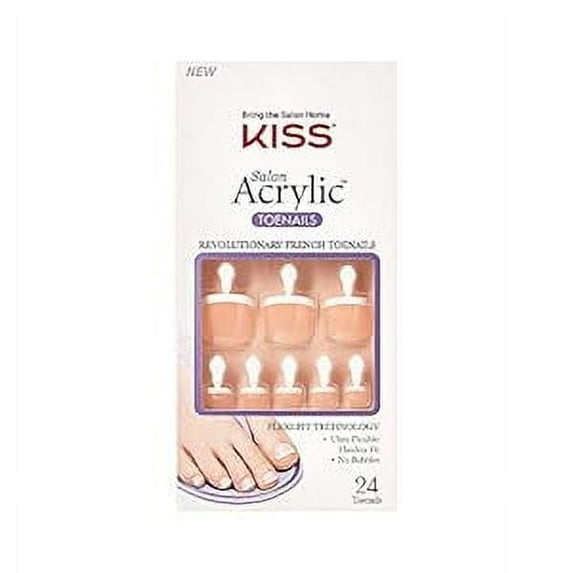KISS Salon Acrylic French Press On Toenails, Walk Away, 24 Ea, 2 Pack
