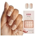 thumbnail image 1 of KISS Salon Acrylic French Tip Press On Nails, 'Chic Beats', Natural Nude, Short Squoval, Nail Kit with 28 Fake Nails, Pink Gel Nail Glue (2g), Mini Nail File, & Manicure Stick E22, 1 of 3
