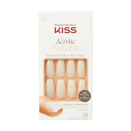 KISS Salon Acrylic Natural Fake Nails, ‘Strong Enough’, 28 Count