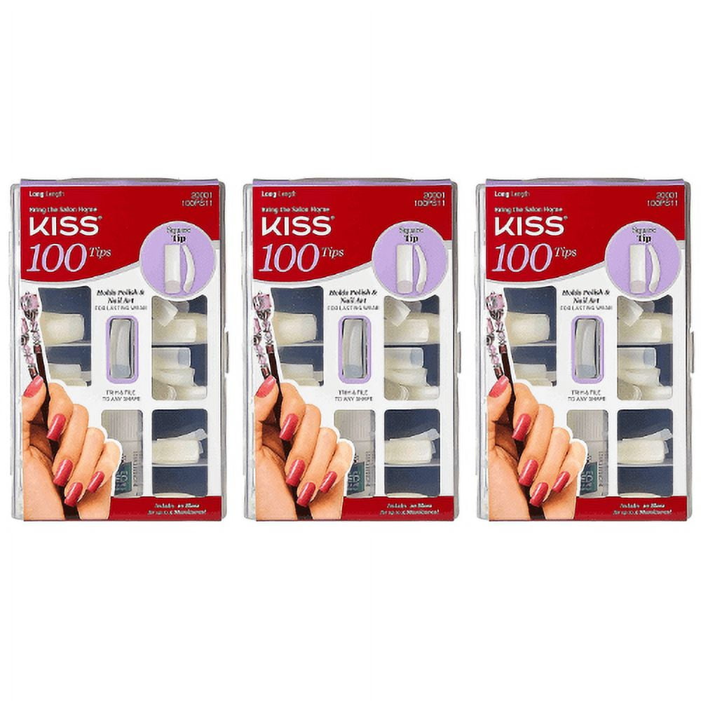 KISS 100 Acrylic Plain Nails (3 PACK, Square Tip)