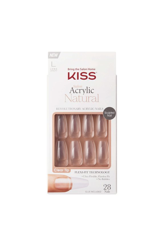 Salon Acrylic Natural Nails - Crystal Clear, Long Sculpted