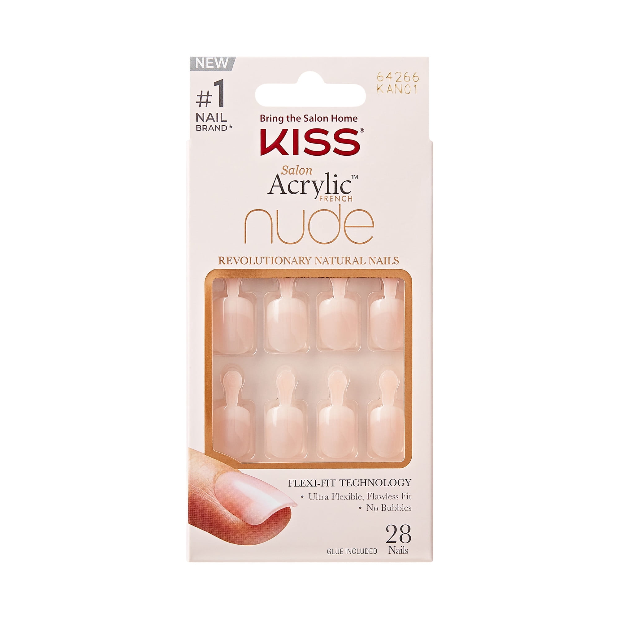 Kiss Salon Acrylic Nude French Nails Nude, Real Short Length, 28 Ea, 6 Pack