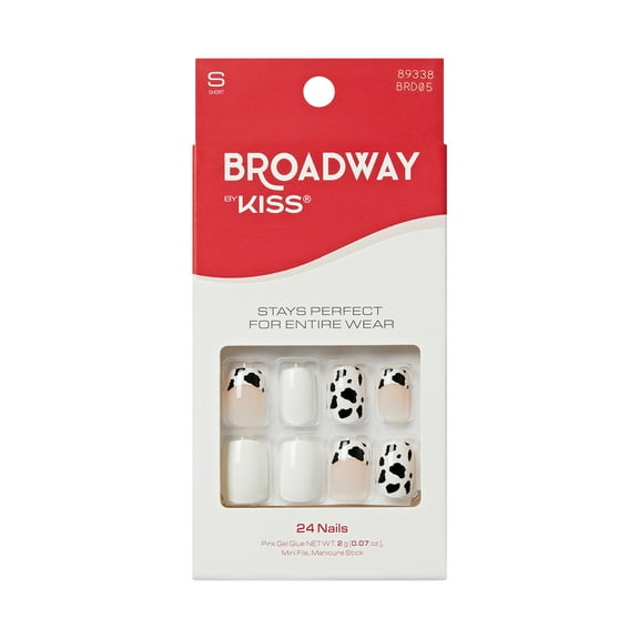Broadway by KISS Press On Nails, Envolver, White, Short Squoval, 28 Count