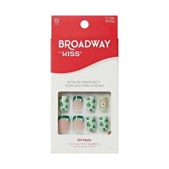 Broadway by KISS Press On Nails, Dazzling Muse, Green, Short Squoval, 28 Count