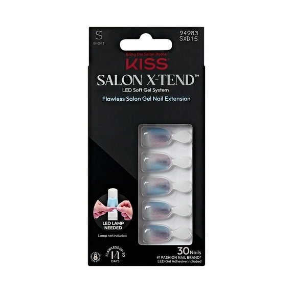 KISS Salon X-tend Press on Nails, Changed, Multicolor, Short Oval, 30 Count