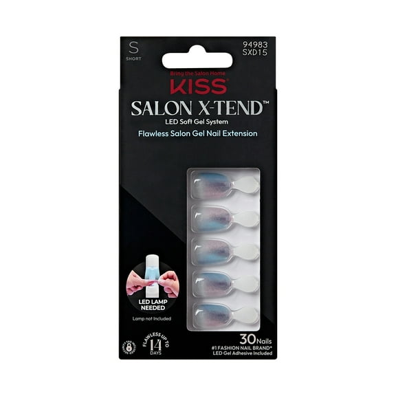 KISS Salon X-tend Press on Nails, Changed, Multicolor, Short Oval, 30 Count