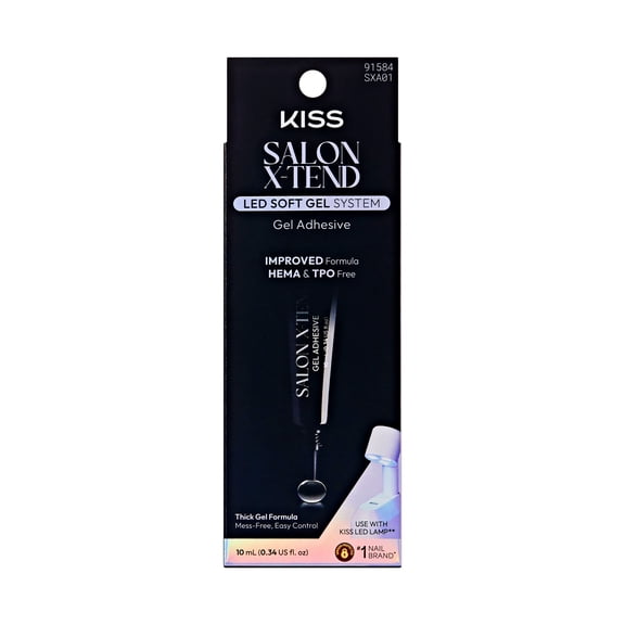 KISS Salon X-tend Soft Gel Adhesive DIY LED Gel Nail Kit System, 10mL (0.33 US fl. Oz.)