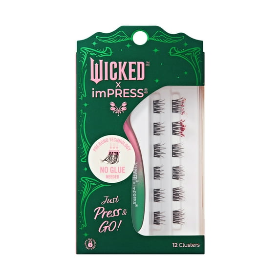 KISS Self Adhesive Eyelashes WICKED x imPRESS, Bewitching, 8mm-10mm, 12 Lash Clusters