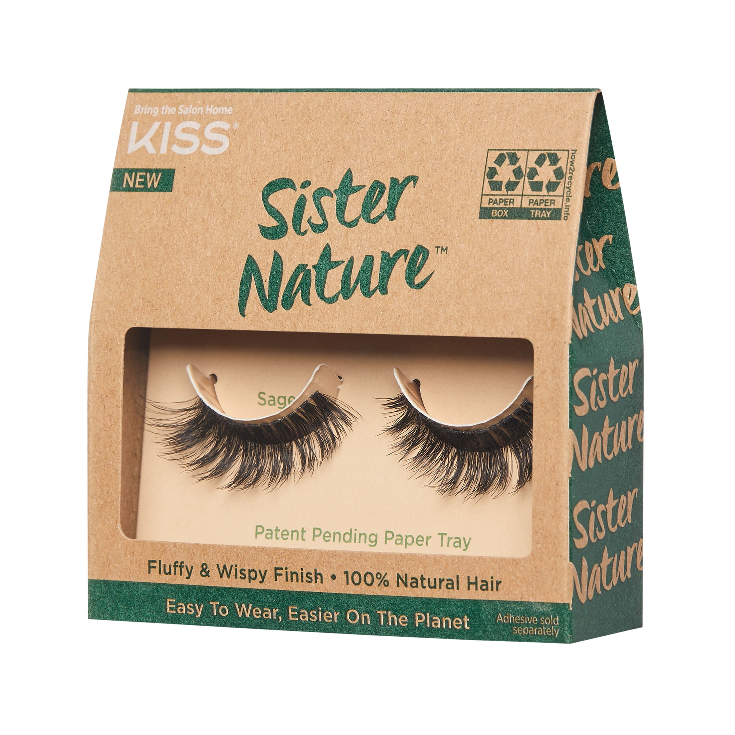 Kiss Sister Nature False Eyelashes, 'Sage', 100% Human Hair, 1 Pair Strip Lashes