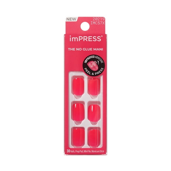 KISS imPRESS Color Press On Nails Short, ‘Melting’, Pink, Squoval, 30 Count