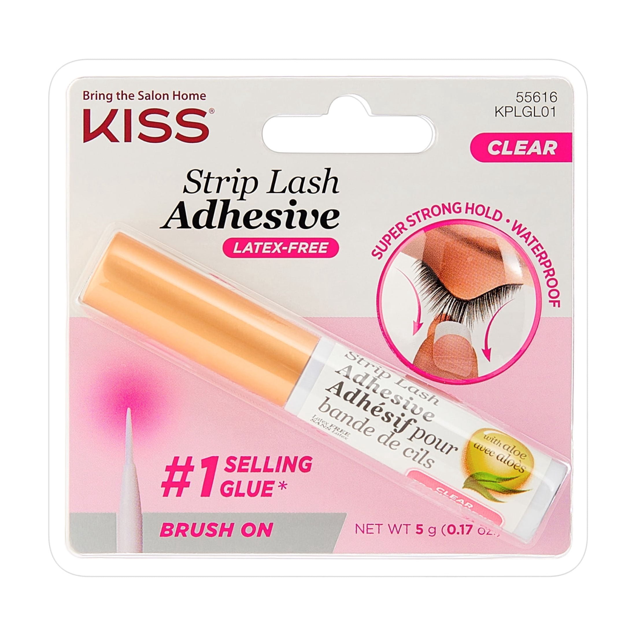 Kiss, False Eyelash Adhesive Glue, Latex Free, Clear, 0.17 oz