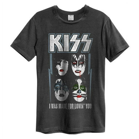 KISS T Shirt I Was Made For Lovin You Official Amplified Unisex Charcoal