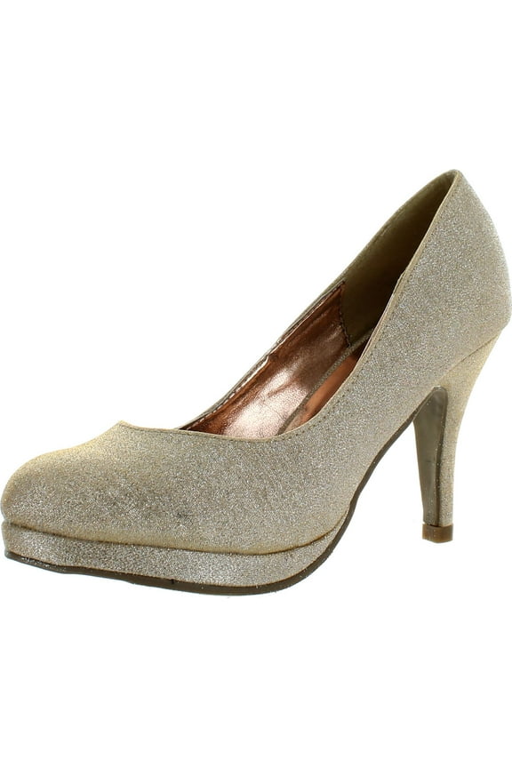 VALONIA-18 Women's Glitter Round Toe Slip On Stiletto Pumps