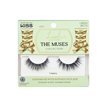 KISS Lash Couture the Muses False Eyelashes, Strip Lashes, Legacy, Black, 12mm, 1 Pair