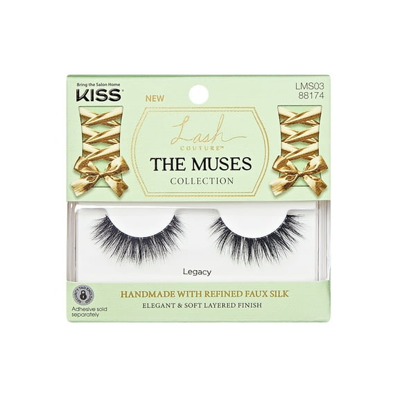 KISS Lash Couture the Muses False Eyelashes, Strip Lashes, Legacy, Black, 12mm, 1 Pair
