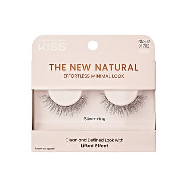 KISS The New Natural False Eyelashes Full Strip Lash Single Pack, 'Silver ring', 1 Pair