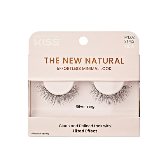 KISS The New Natural False Eyelashes Full Strip Lash Single Pack, 'Silver Ring', 1 Pair