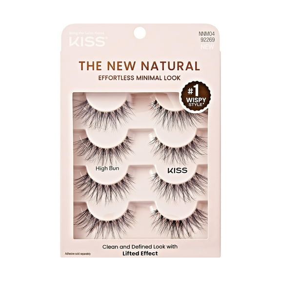 KISS The New Natural, False Eyelashes, High Bun, 12 mm, 4 Pairs
