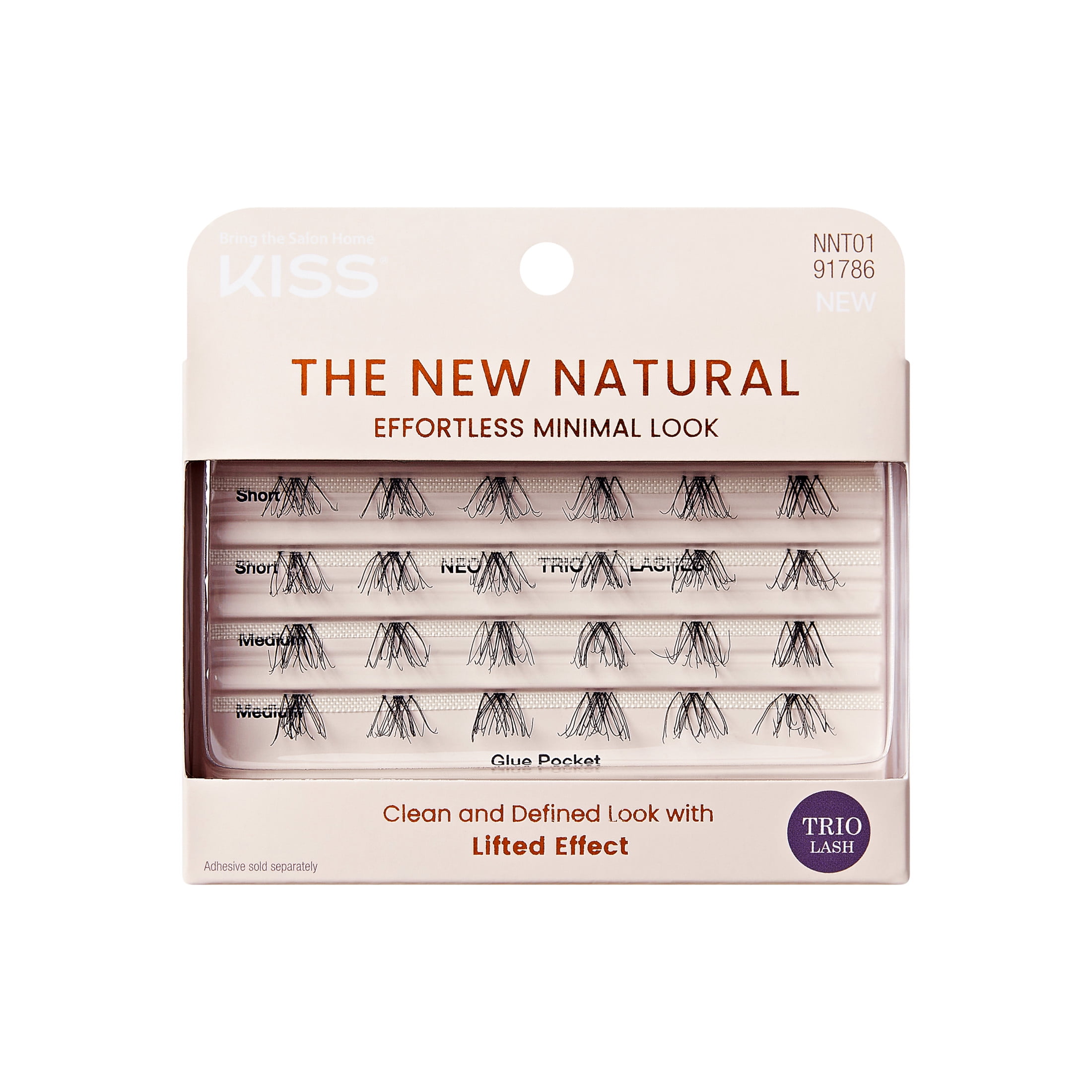 KISS The New Natural, False Eyelashes, Neo, 12mm-14mm, 24 Clusters