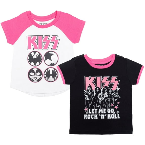 KISS Toddler Girls 2 Pack T-Shirts Toddler to Big Kid