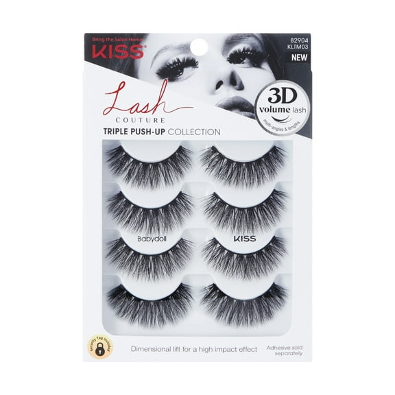 KISS Lash Couture Triple Push-Up False Eyelashes, 'Babydoll', 4 Pairs Strip Lashes
