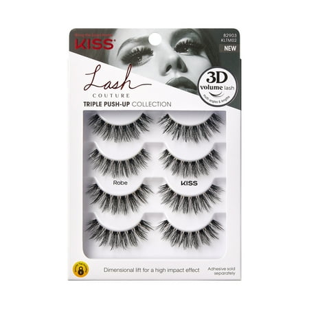 Kiss Lash Couture Triple Push-Up False Eyelashes, 'Robe', 4 Pairs Strip Lashes