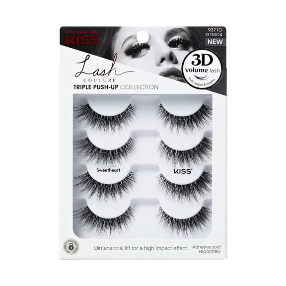 Kiss Lash Couture Triple Push-Up False Eyelashes, 'Sweetheart', 4 Pairs Strip Lashes