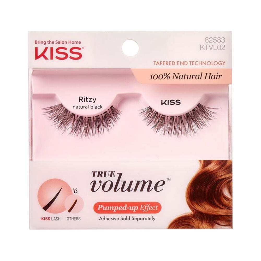 KISS True Volume 100% Human Hair False Eyelashes, Style ‘Ritzy’ - 1 Pair Strip Lashes