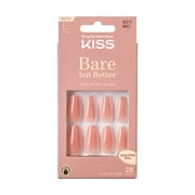KISS USA Bare but Better Sculpted Nude Fake Nails, Nude Glow, 28 Count