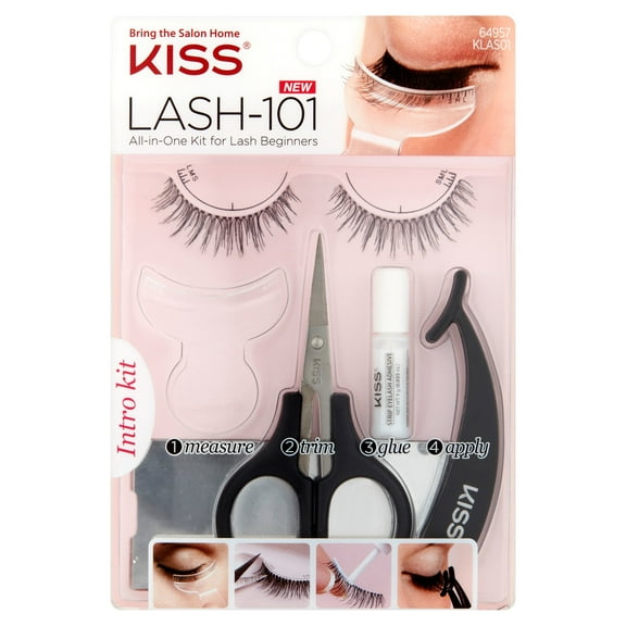 KISS USA False Eyelashes Kit, 101 Effortless, Black