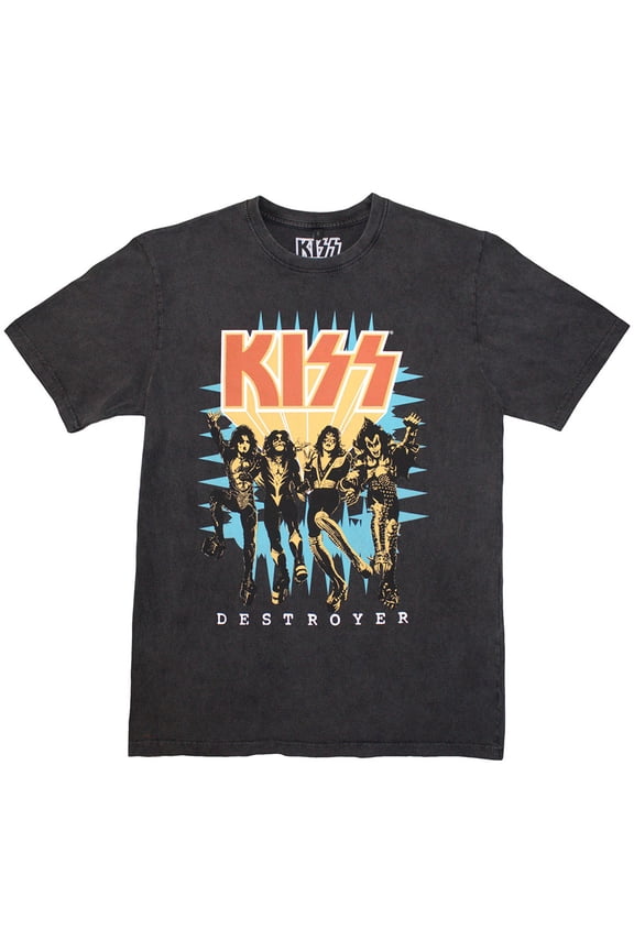 KISS Unisex Stone Wash T-Shirt: Destroyer 3D Logo Stone Wash (Small)