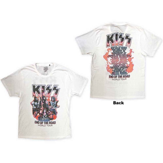 KISS Unisex T-Shirt: End Of The Road Band Playing (Back Print) (X-Large)