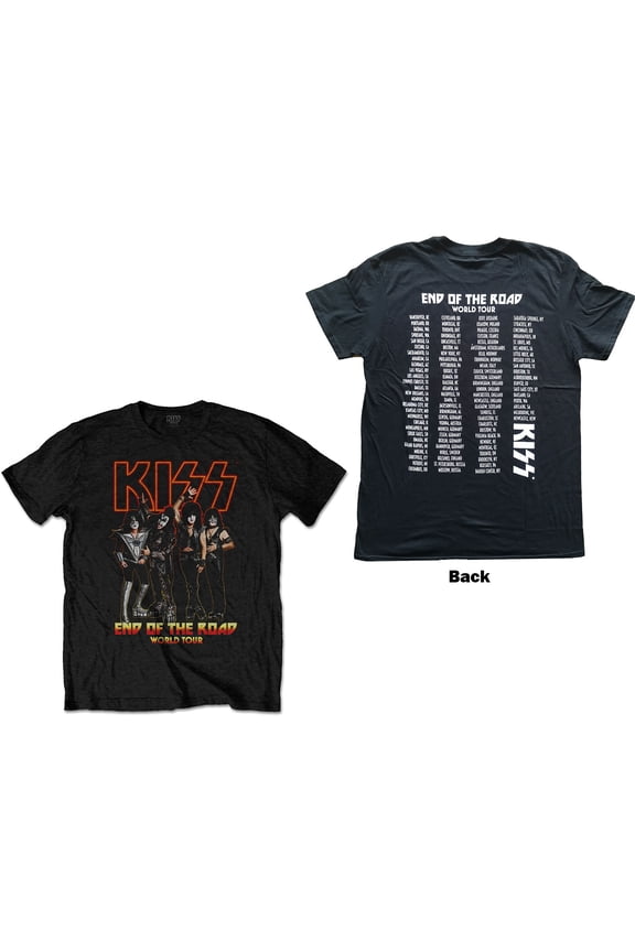 KISS Unisex T-Shirt End Of The Road Tour (Back Print) (Medium)