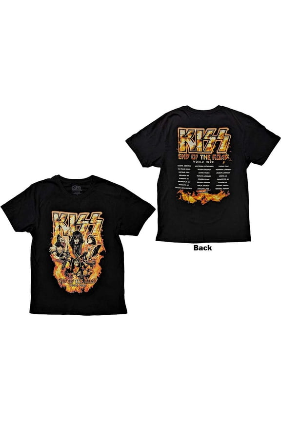 KISS Unisex T-Shirt End Of The Road Tour Orange (Back Print)