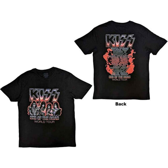 KISS Unisex T-Shirt: End Of The Road Tour Red (Back Print) (XX-Large)
