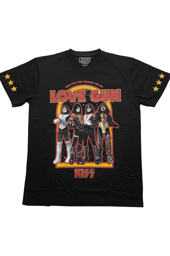 KISS Unisex T-Shirt Love Gun Stars (Sleeve Print) (Small)