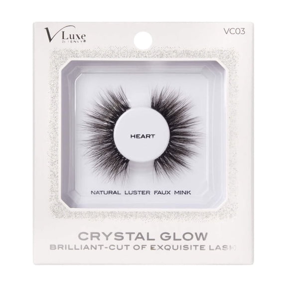 i•ENVY Crystal Glow False Eyelashes, Natural Luster Faux Mink Fake Eye Lash with Special Cut, Luminous Shine & Subtle Sparkle for Stunning Natural Look (Heart)