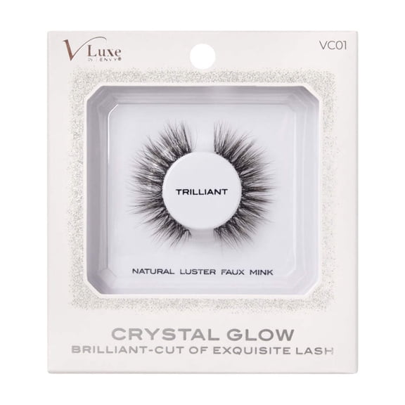 i•ENVY Crystal Glow False Eyelashes, Natural Luster Faux Mink Fake Eye Lash with Special Cut, Luminous Shine & Subtle Sparkle for Stunning Natural Look (Trilliant)