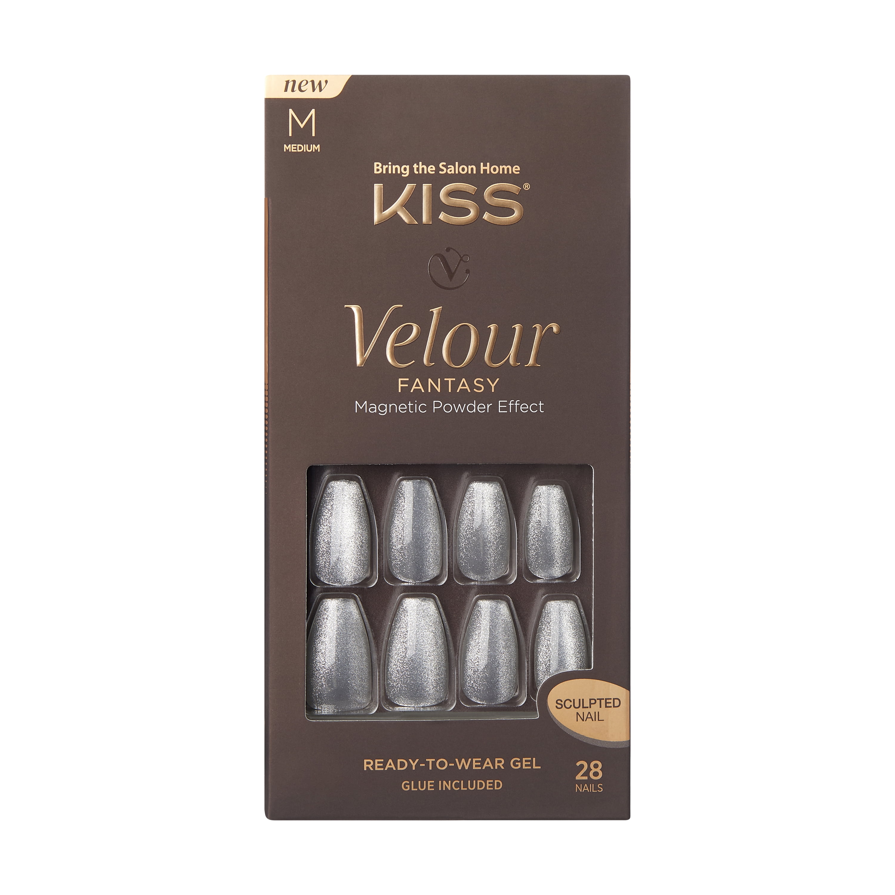 KISS Velour Fantasy ReadyToWear Sculpted Gel Nails, ‘Celebrity’, 28