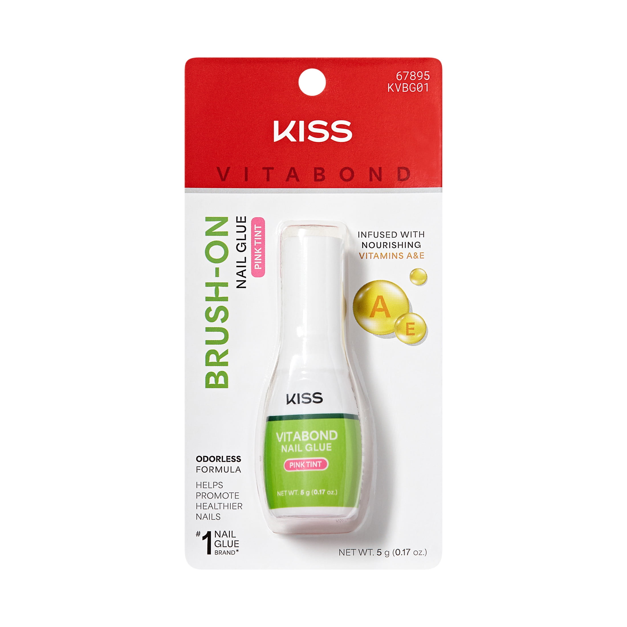 KISS VitaBond Brush-On Nail Glue For Press On Nails, Vitamin A & E Infused, 5g (0.17 oz.)