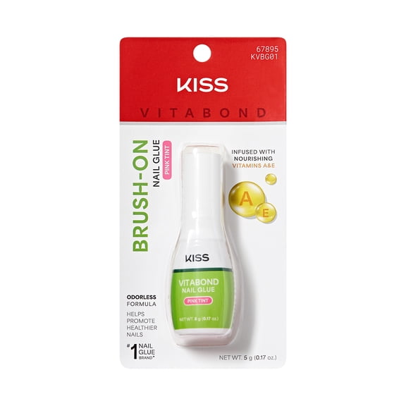 KISS VitaBond Brush-On Nail Glue For Press On Nails, Vitamin A & E Infused, 5g (0.17 oz.)
