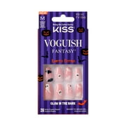 KISS Voguish Fantasy Glow in the Dark, Press On Nails, Lion Tamers, Pink, Medium Coffin, 28 Count