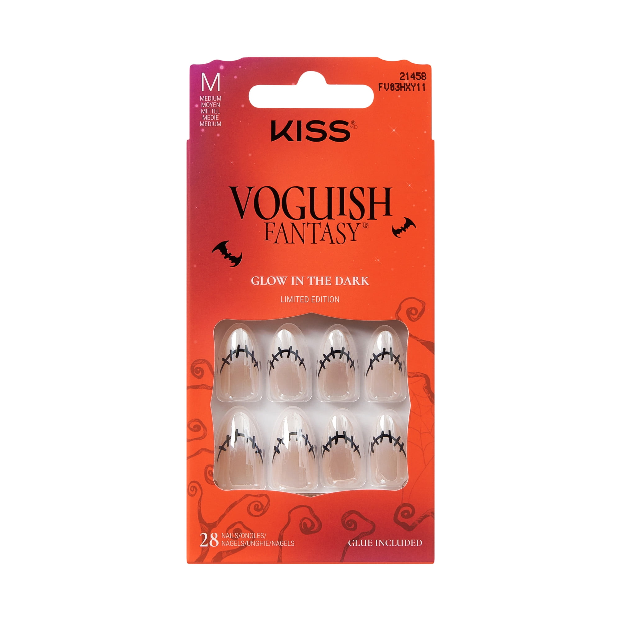 KISS Voguish Fantasy Halloween Press On Nails Almond, Spooky Specta, Medium, 28 Count