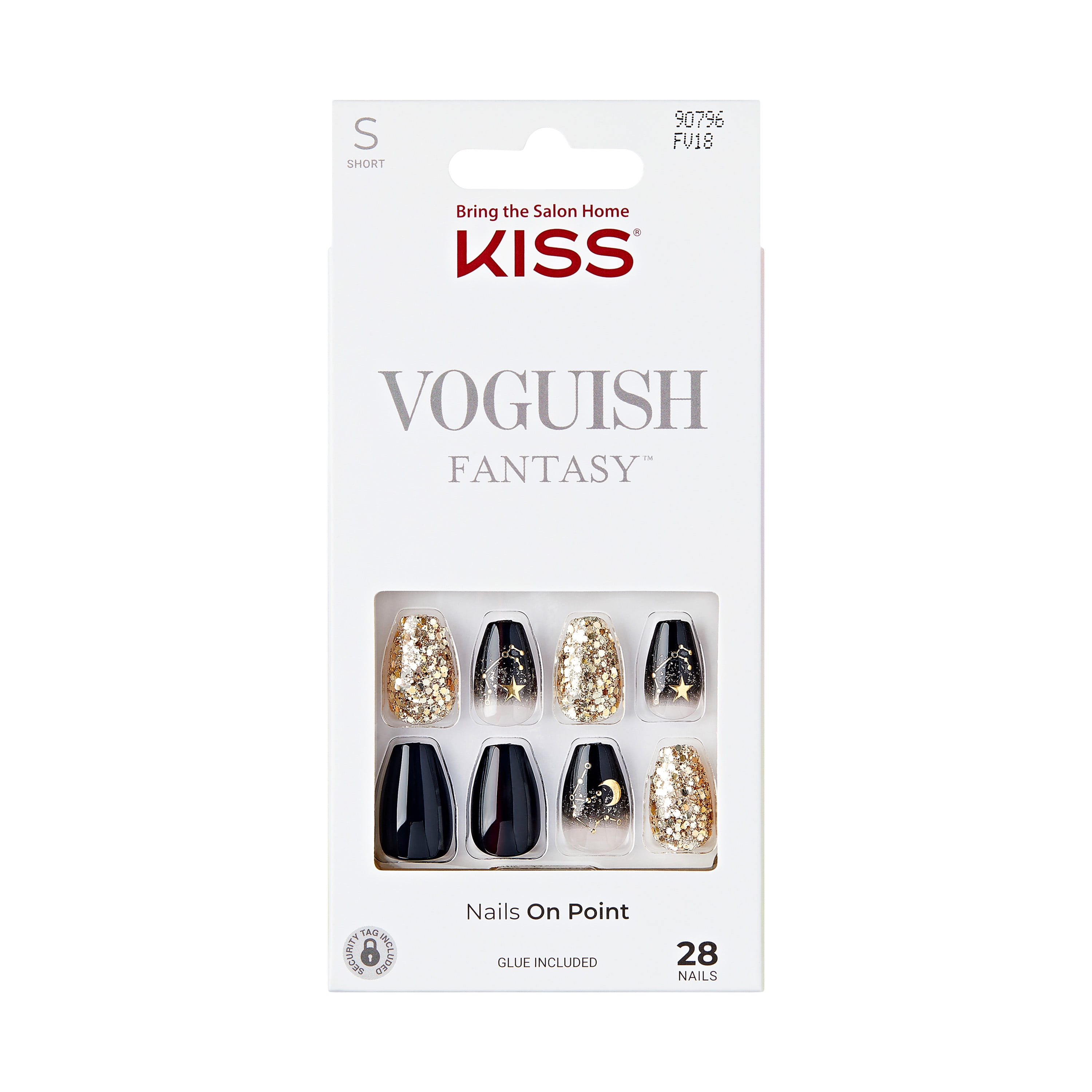 KISS Voguish Fantasy 'Hush Rush' Fake Nails, Black, Short Length