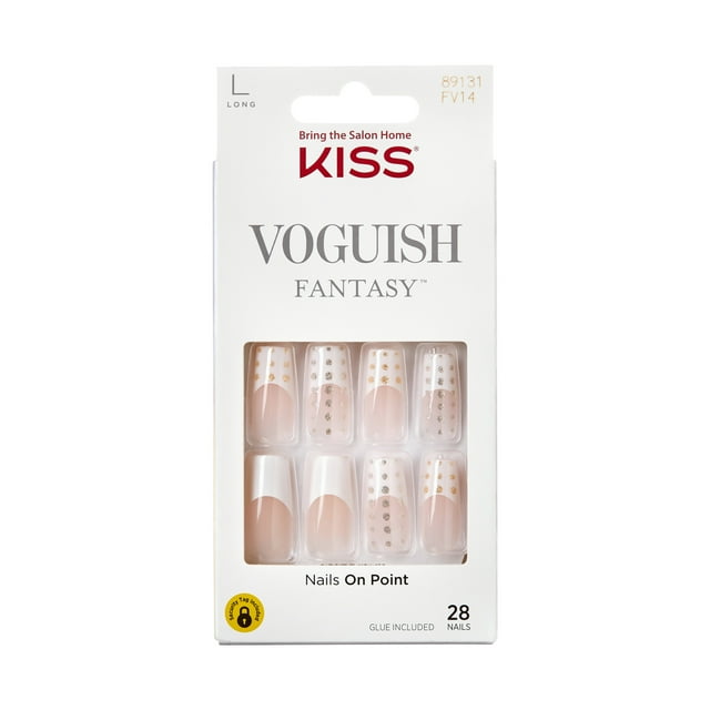 KISS Voguish Fantasy 'Intimidated' Fake Nails, White, Long Length