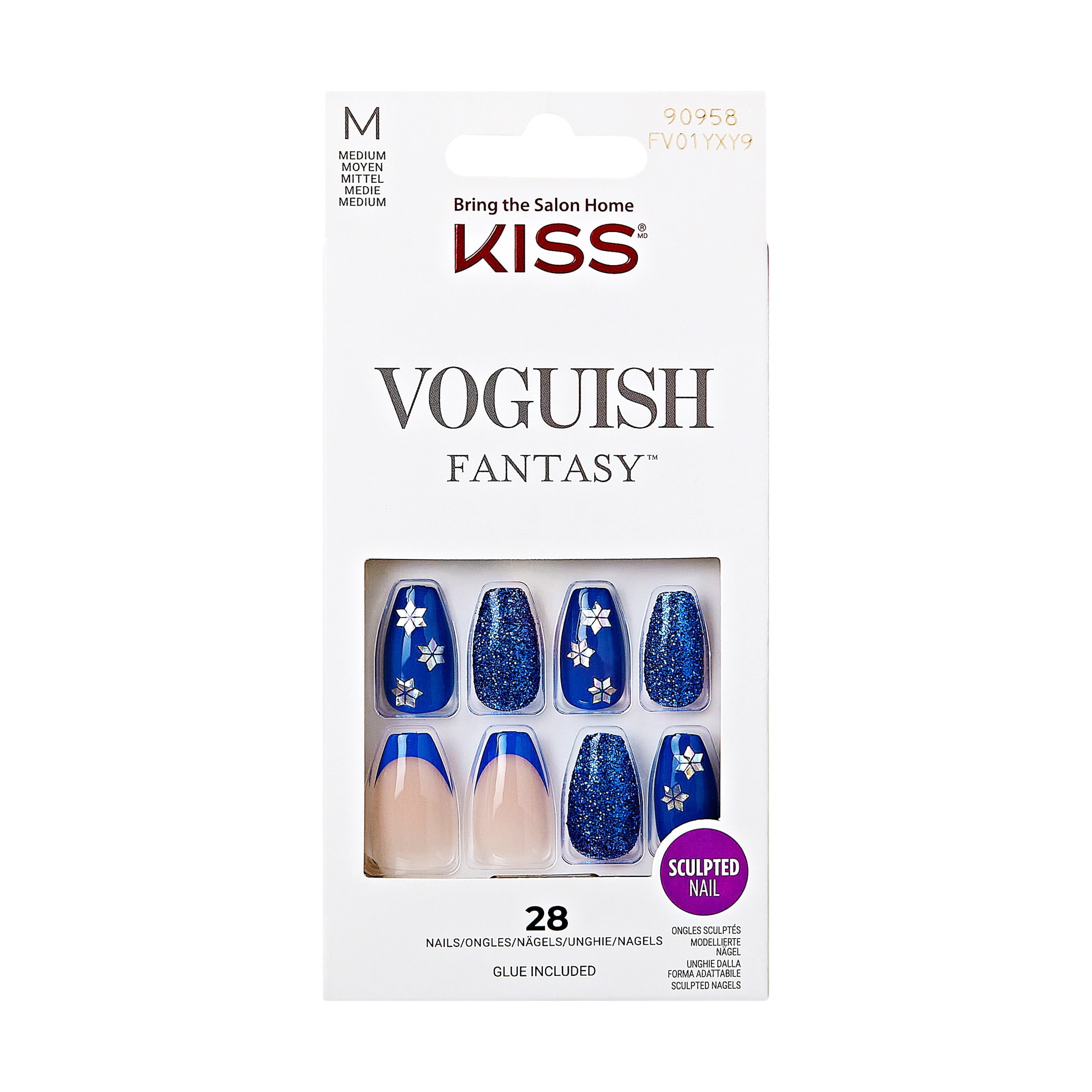 KISS Voguish Fantasy, Press On Nails, Daylight, Blue, Medium 