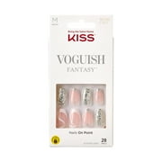 KISS Voguish Fantasy, Press On Nails, Fashspiration, Silver, Medium Coffin, 28 Count