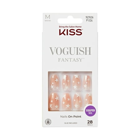 Kiss Voguish Fantasy Press On Glue Nails , ‘To The Sea’, Nude Skin, Medium Coffin, 28 Ct.