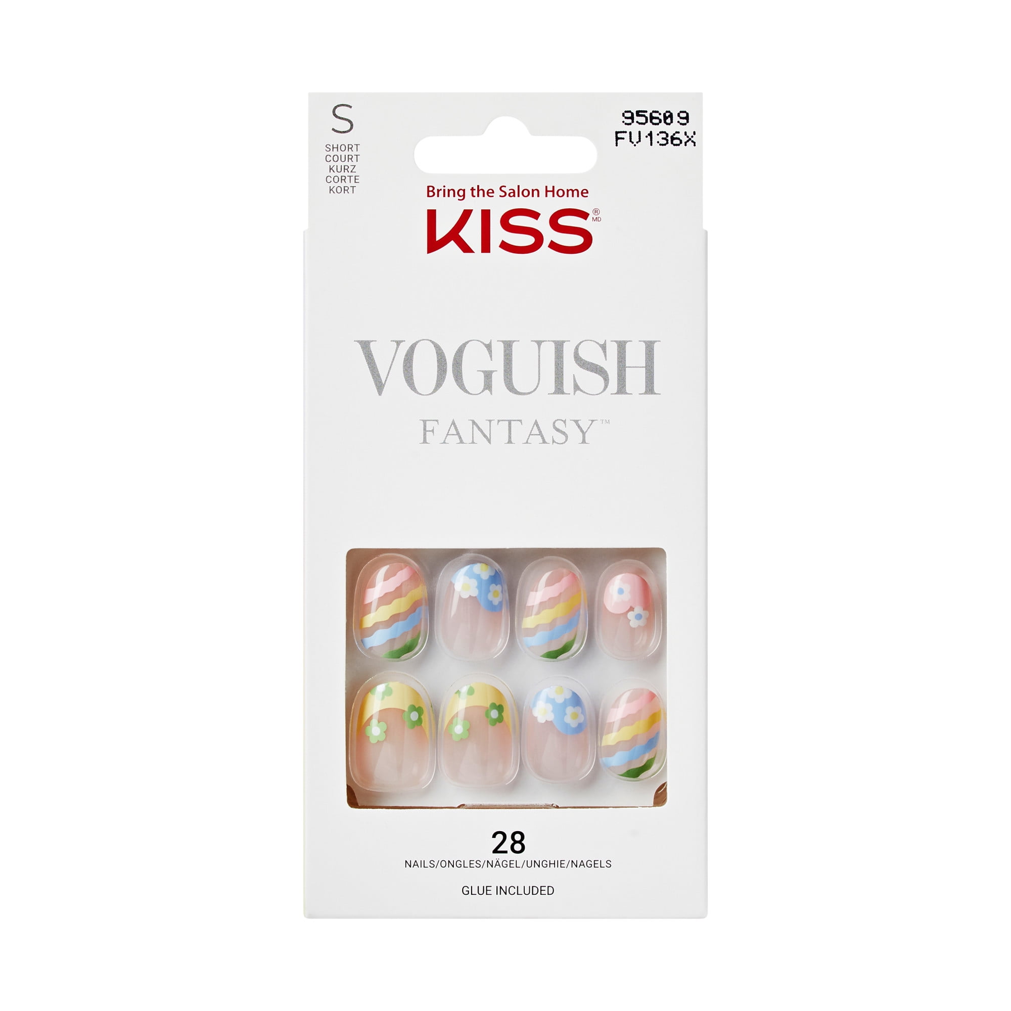 KISS Voguish Fantasy Press on Nails, Cool Kid, Beige, Short Oval, 28 Count