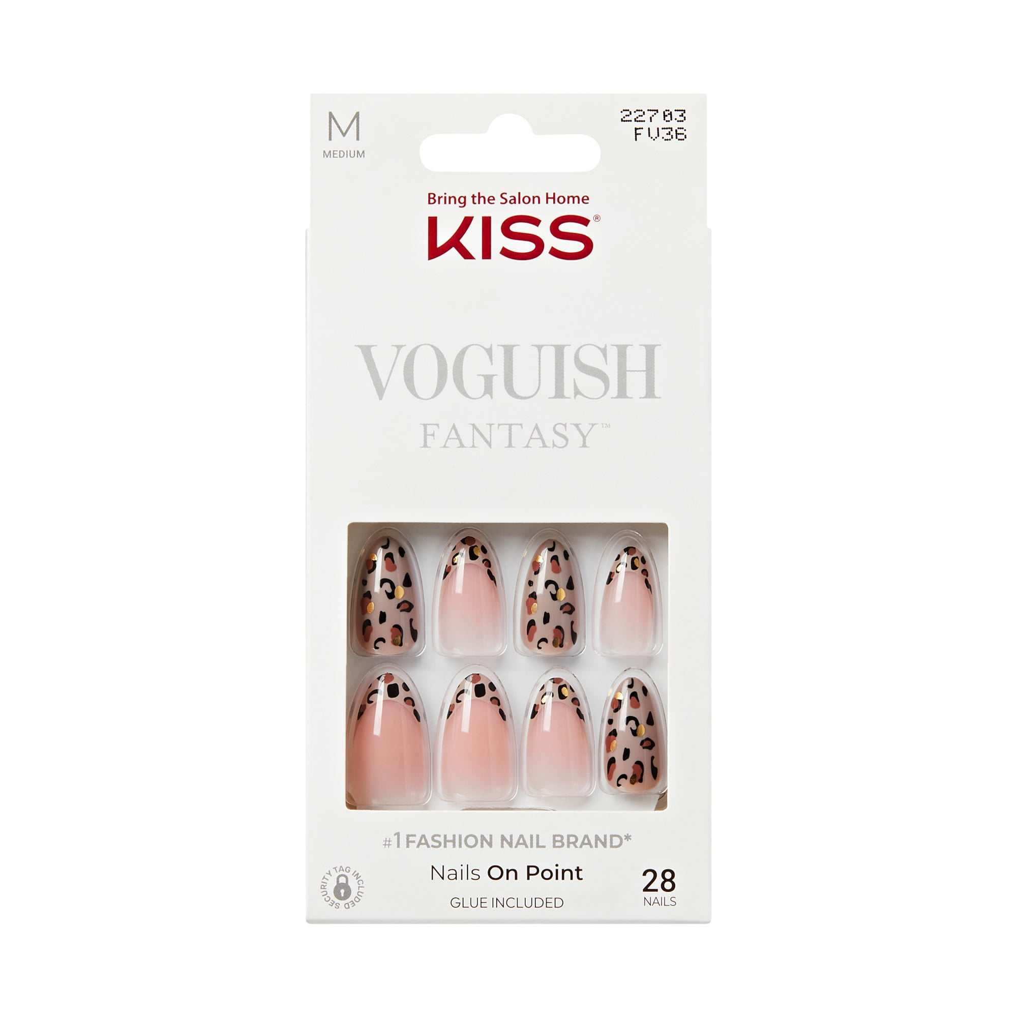 KISS Voguish Fantasy Press On NailsAlmond, One Day, Beige, Medium, 28 Count